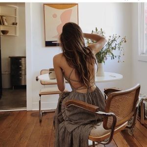 Christy Dawn-The Delphine Dress | Checkered Neutrals- S